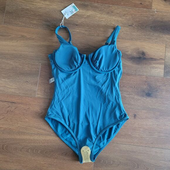 Womens S Underwire One Piece Swimsuit Tummy Control Ruched Bathing B2prity Green - Picture 14 of 16